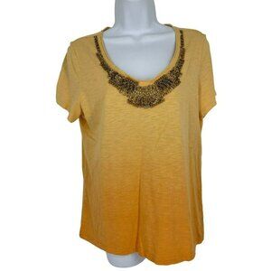 Chico's Lot of 2 Short Sleeve Beaded Scoop Neck T-Shirts Size Small